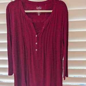Space Dyed Red Pintuck Women's Top Sz XL